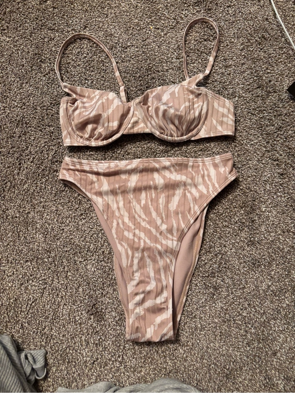 wild fable Mauve-Taupe Animal-Print Underwire Bikini Set